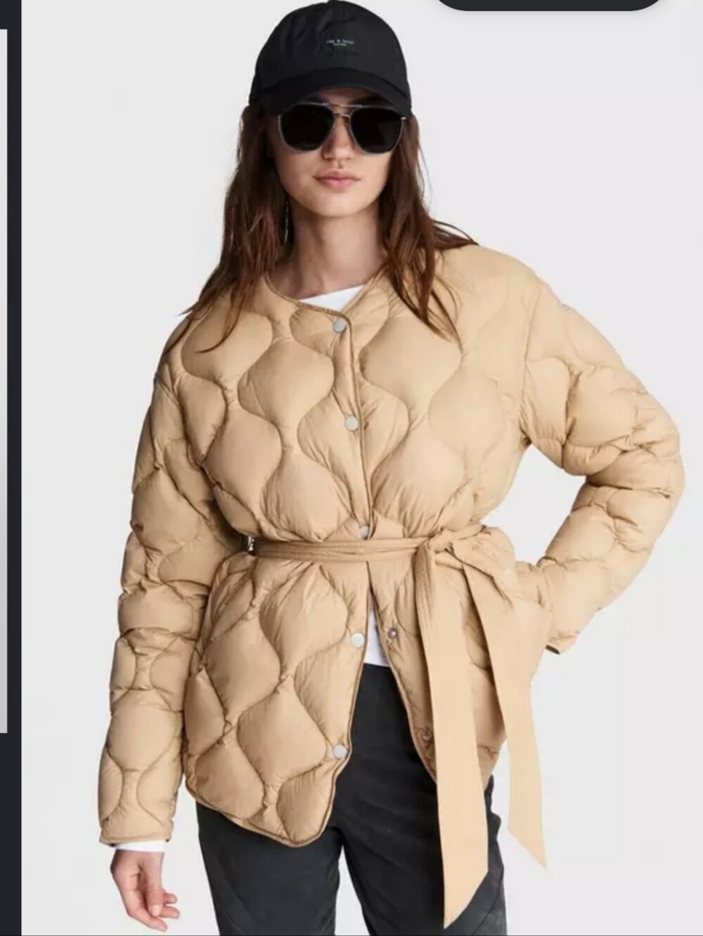 Rag & Bone Rudy Nylon Quilted Puffer Belted Tan Liner Down Jacket Size Small